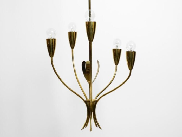 mid century modern brass sputnik ceiling lamp with five arms 1950s 7897