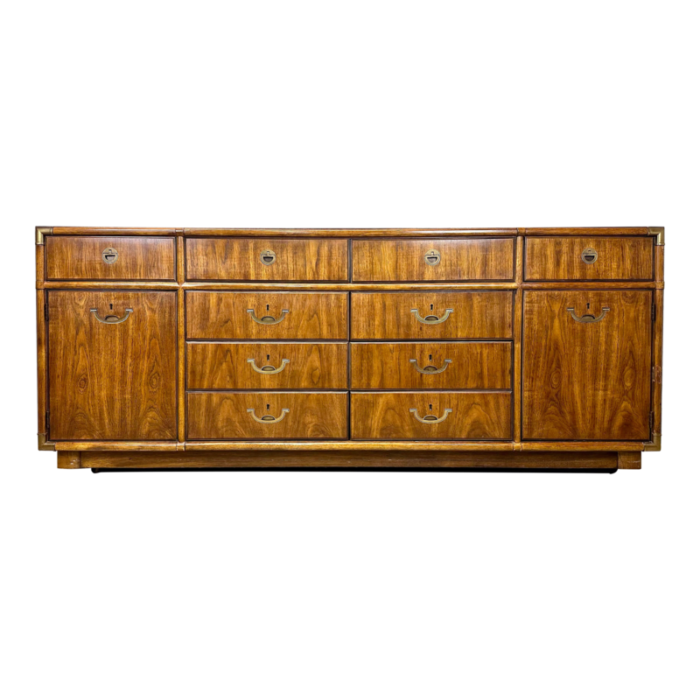 mid century modern campaign style drexel accolade long dresser 2067