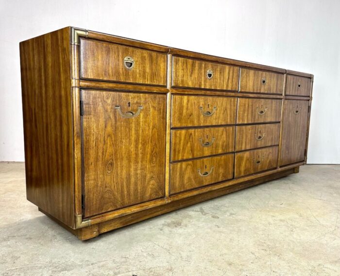 mid century modern campaign style drexel accolade long dresser 2382