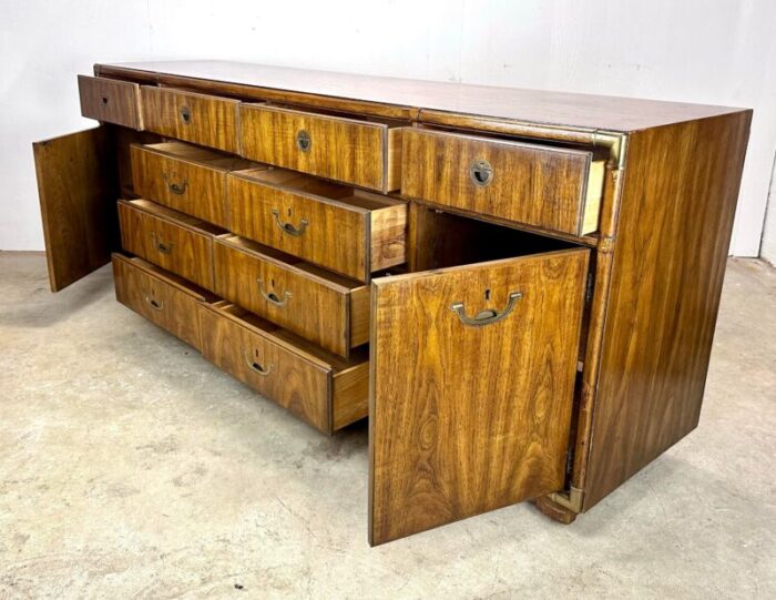 mid century modern campaign style drexel accolade long dresser 4258