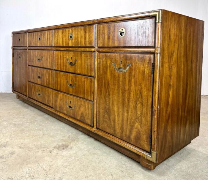 mid century modern campaign style drexel accolade long dresser 5618