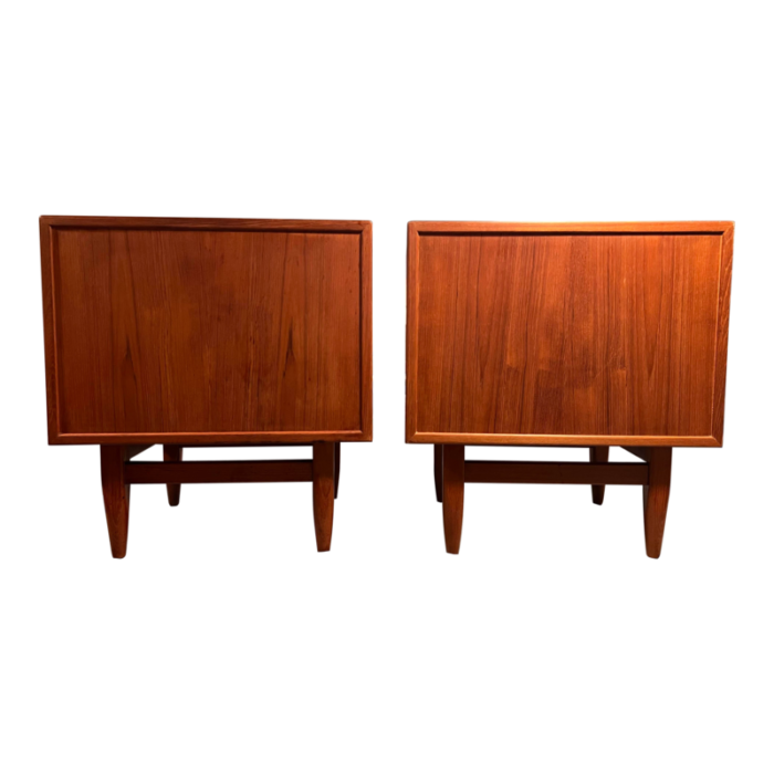 mid century modern danish pair of teak side end tables by falster mbelfabrik 1970s 8710