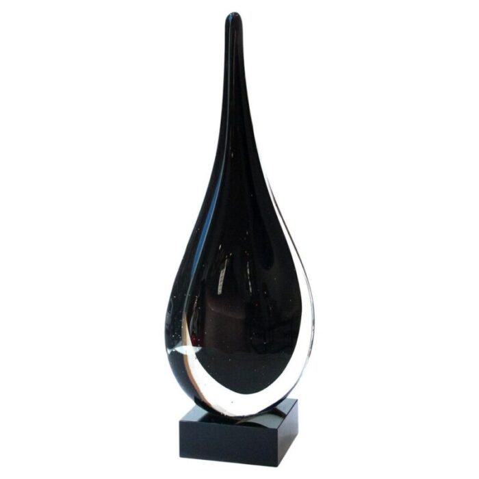 mid century modern flavio poli style black murano glass sculpture italy 1970 1