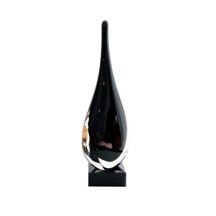 mid century modern flavio poli style black murano glass sculpture italy 1970 2