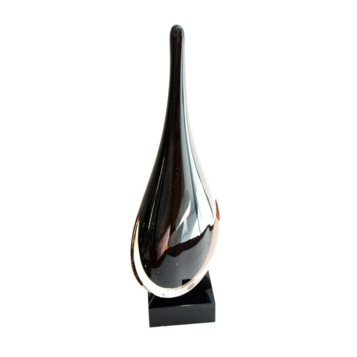 mid century modern flavio poli style black murano glass sculpture italy 1970 3