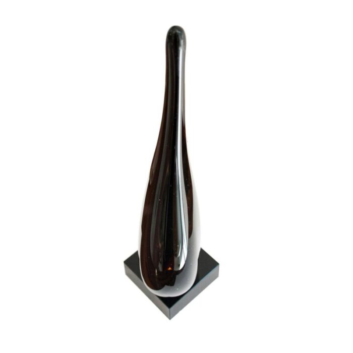 mid century modern flavio poli style black murano glass sculpture italy 1970 4