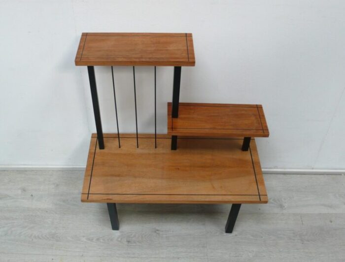 mid century modern german side table with 3 levels in walnut 1970s 1748