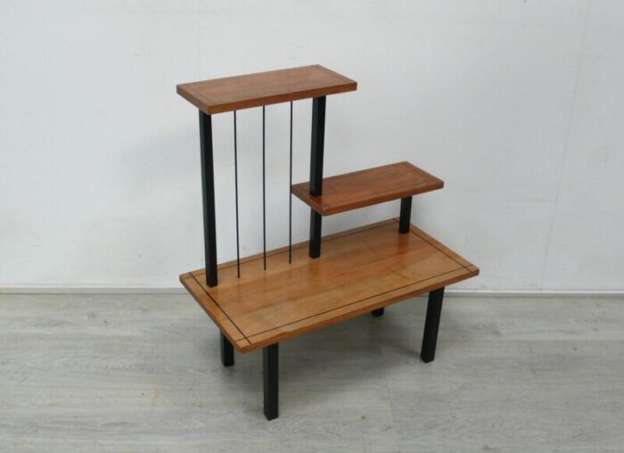 mid century modern german side table with 3 levels in walnut 1970s 8313