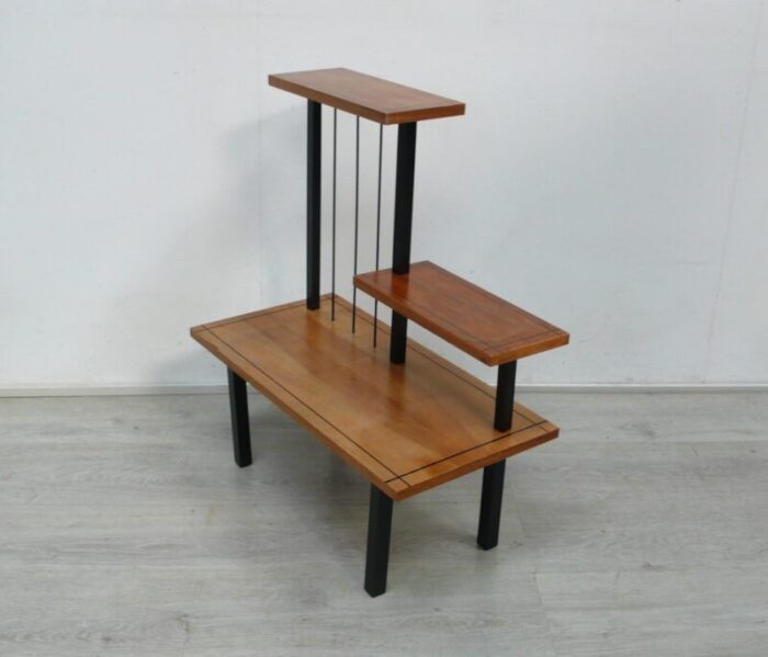 mid century modern german side table with 3 levels in walnut 1970s 8774