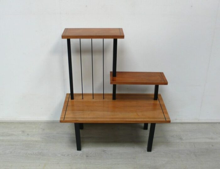 mid century modern german side table with 3 levels in walnut 1970s 9512