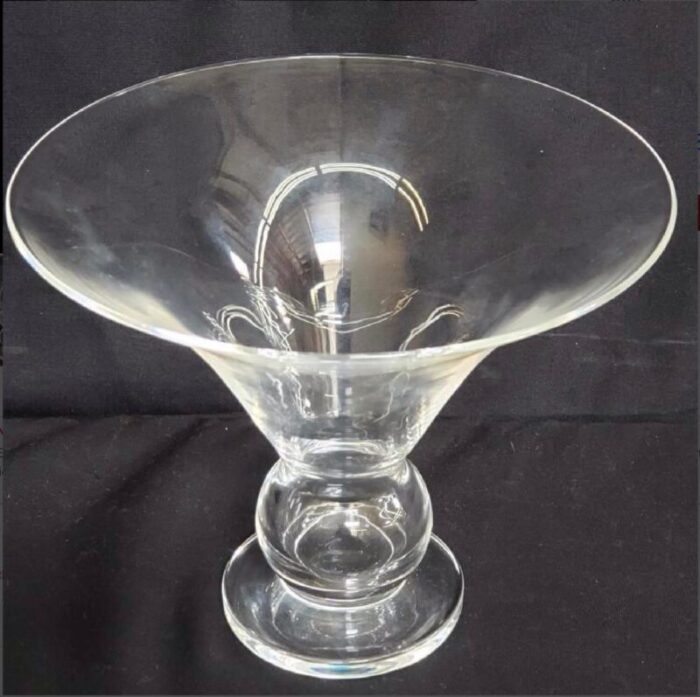 mid century modern hand made mouth blown clear crystal steuben art class vase with base 7 2440