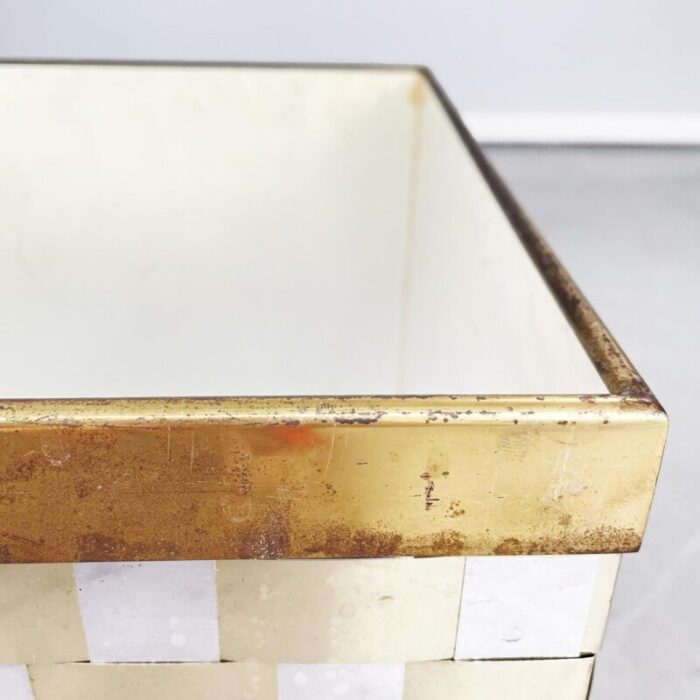 mid century modern italian steel and brass square planter 1970s 6