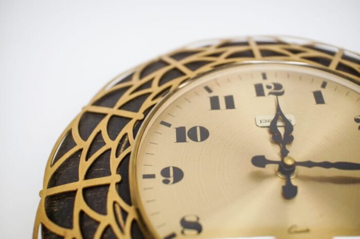 mid century modern spider web wall clock in brass from pallas 1960s 5