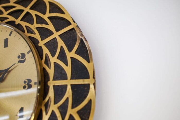 mid century modern spider web wall clock in brass from pallas 1960s 6