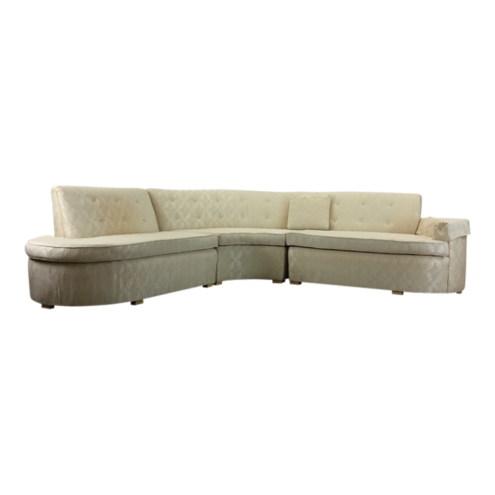 mid century modern three piece sectional sofa with vintage white upholstery 8906