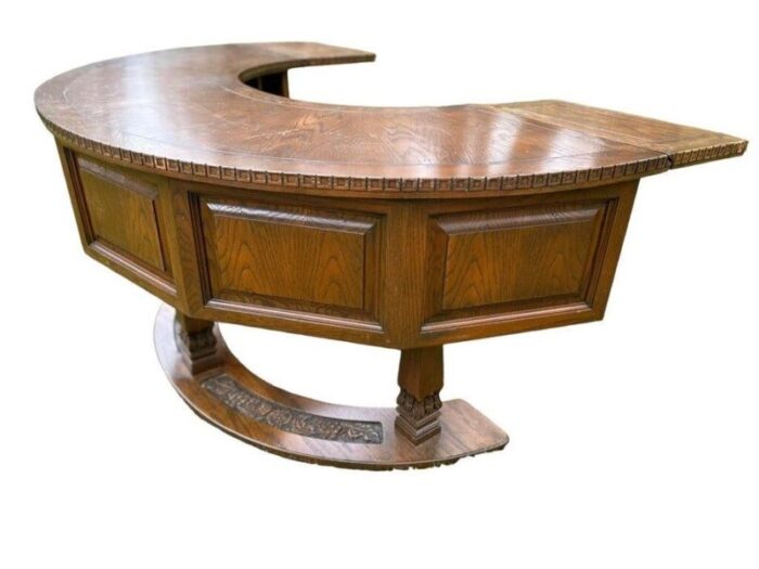 mid century modern viking oak circular desk 3070