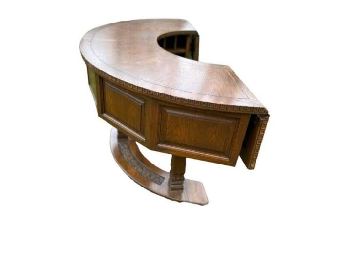 mid century modern viking oak circular desk 4281