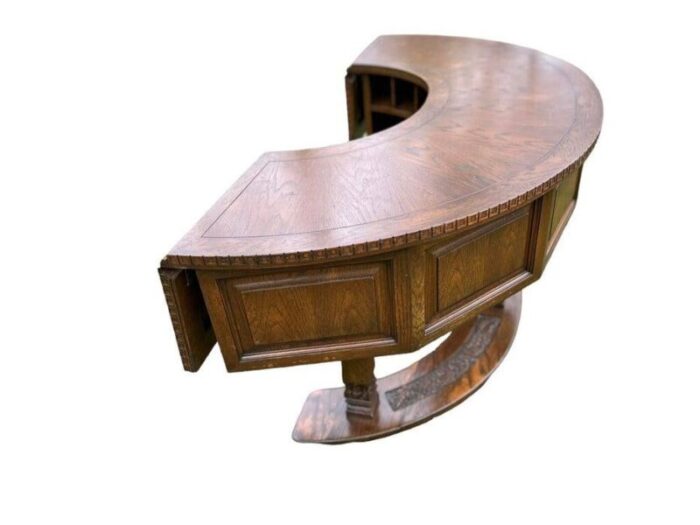 mid century modern viking oak circular desk 5330