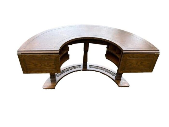 mid century modern viking oak circular desk 5809