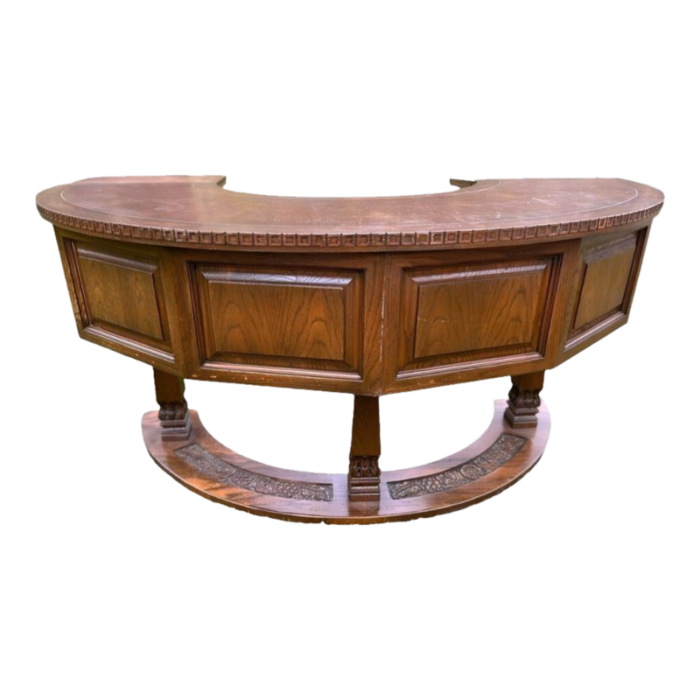 mid century modern viking oak circular desk 6785