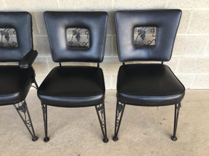 mid century modern wrought iron and vinyl patio chairs set of 6 2024