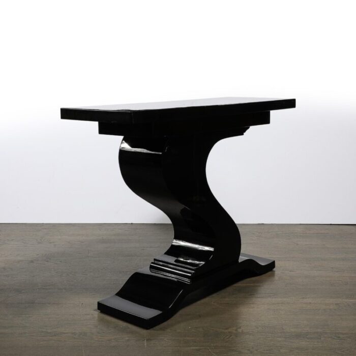 mid century modernist asymmetrical sculptural console table w tiered base 1703