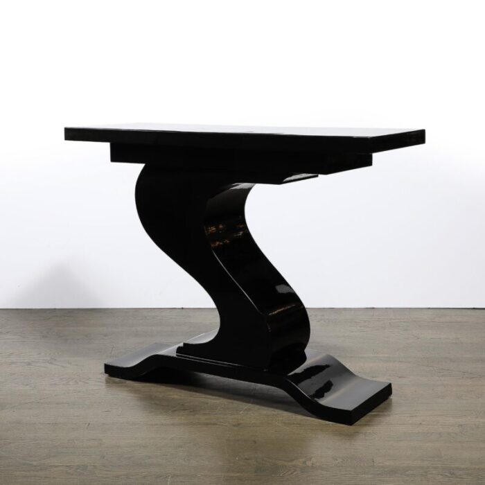 mid century modernist asymmetrical sculptural console table w tiered base 4920