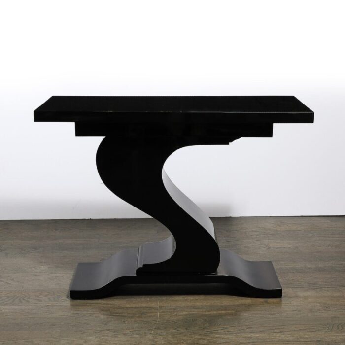 mid century modernist asymmetrical sculptural console table w tiered base 5453