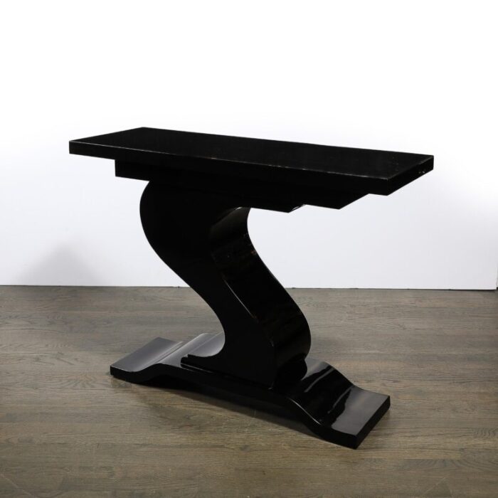 mid century modernist asymmetrical sculptural console table w tiered base 8916