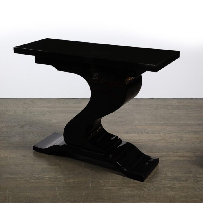 mid century modernist asymmetrical sculptural console table w tiered base 9355