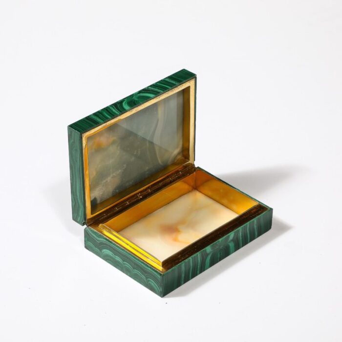 mid century modernist book matched malachite box 2974