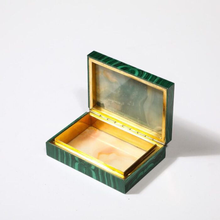 mid century modernist book matched malachite box 3952