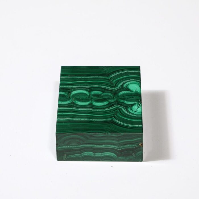 mid century modernist book matched malachite box 6615