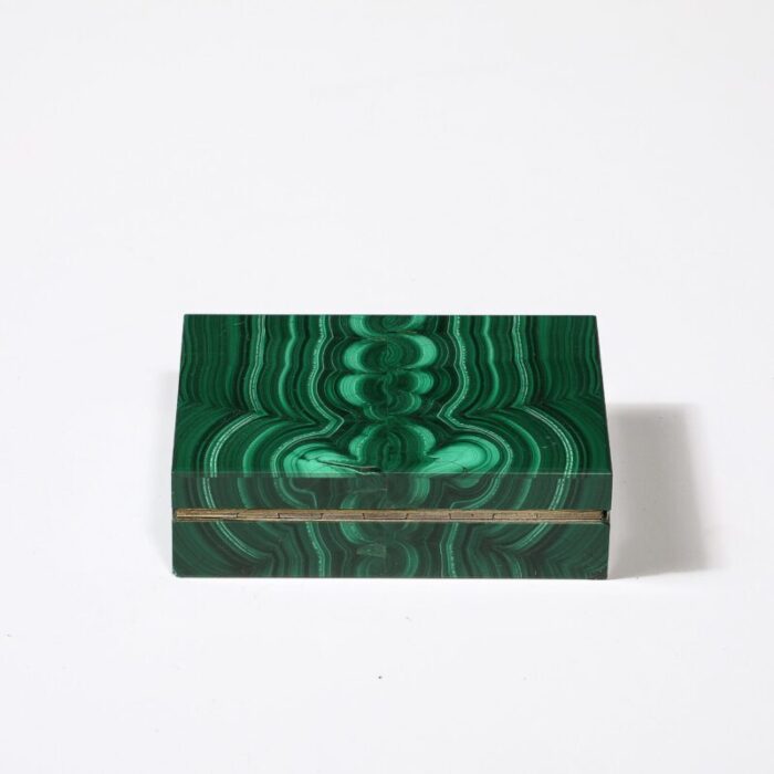 mid century modernist book matched malachite box 7170