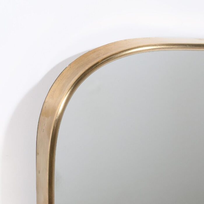 mid century modernist brass wrapped mirror w rounded corners 2335