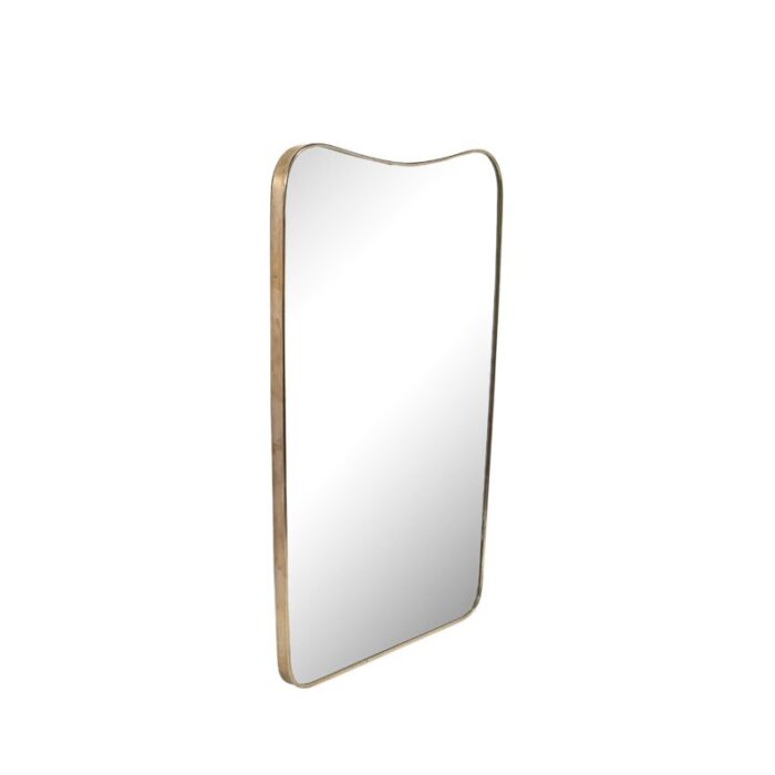 mid century modernist brass wrapped mirror w rounded corners 2732