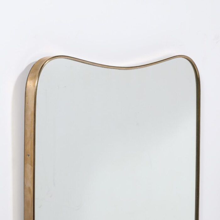 mid century modernist brass wrapped mirror w rounded corners 3771