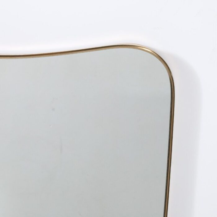 mid century modernist brass wrapped mirror w rounded corners 5784