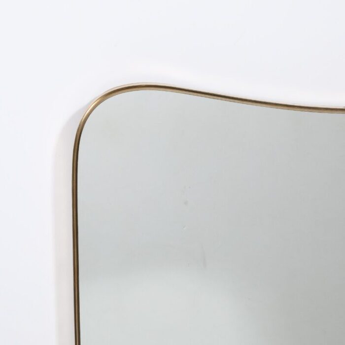 mid century modernist brass wrapped mirror w rounded corners 7854