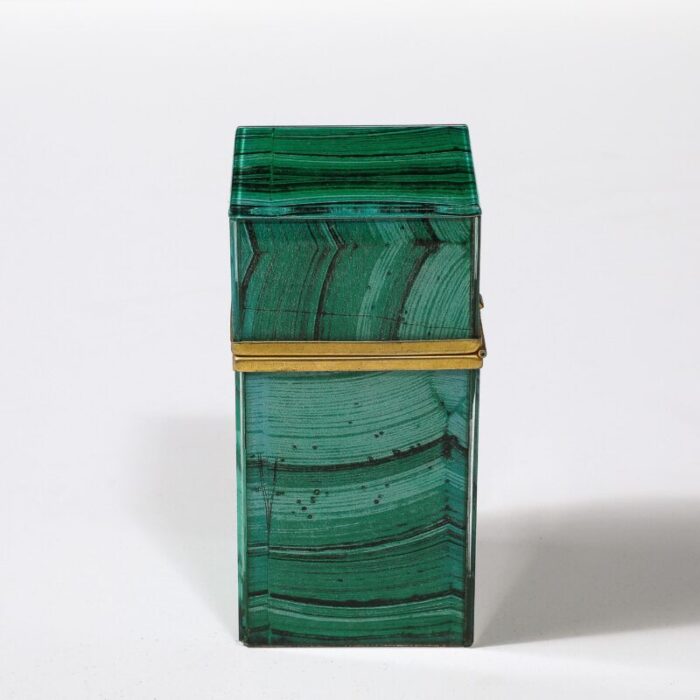 mid century modernist faux malachite and brass table lighter 4503