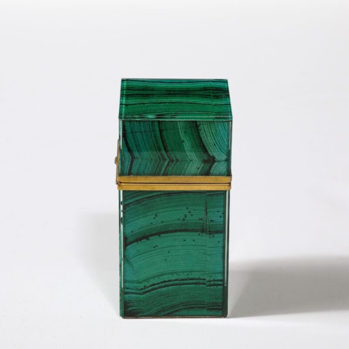 mid century modernist faux malachite and brass table lighter 6930