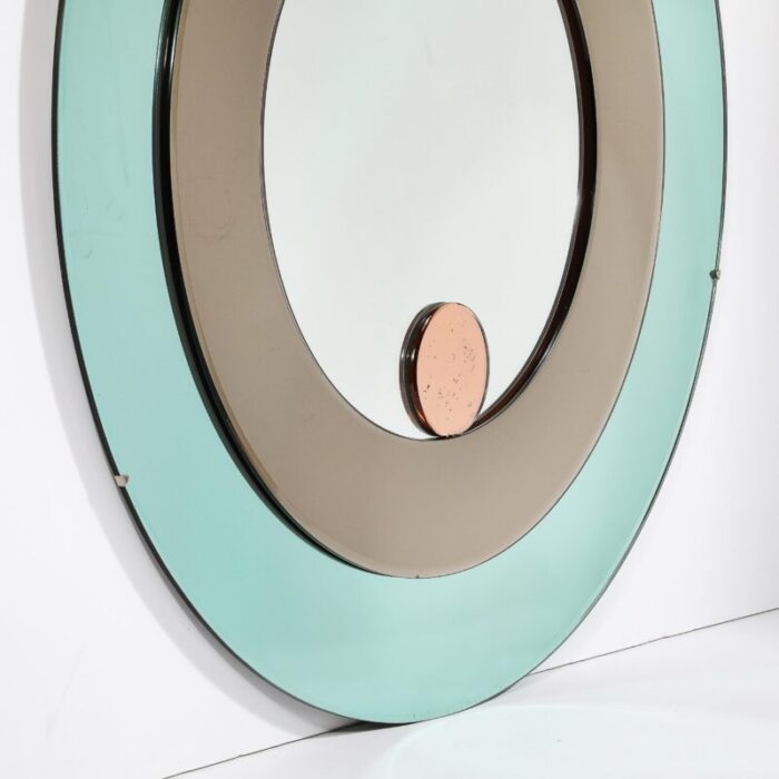 mid century modernist round tiered mirror by fontana arte 0636