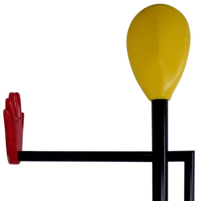 mid century postmodern steel and wood coat stand in the shape of a man 1970s 5