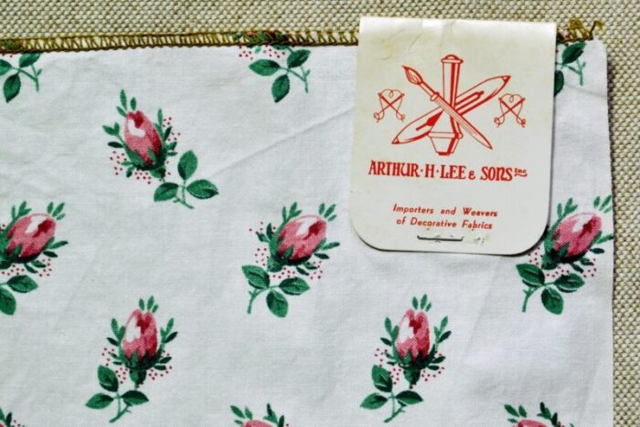 mid century rosebud printed cotton glazed fabric sample by arthur h lee and sons 9901