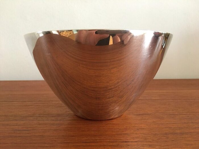 mid century scandinavian silver plated bowl from dsg denmark 1950s 3