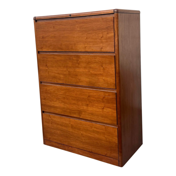 mid century style walnut lateral filing cabinet 3454