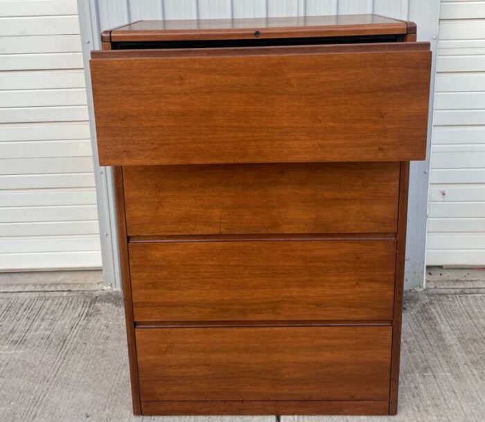 mid century style walnut lateral filing cabinet 4221