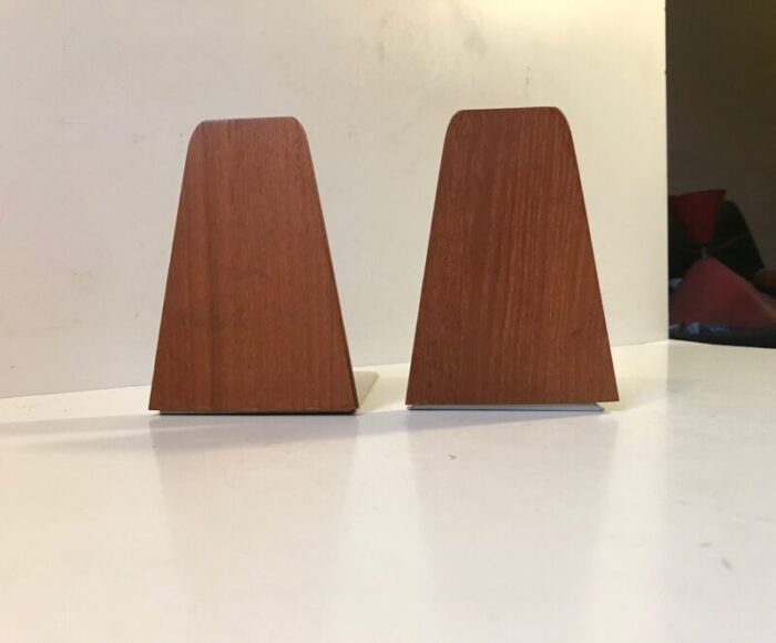 mid century teak bookends from fm mobler 1960s set of 4 1