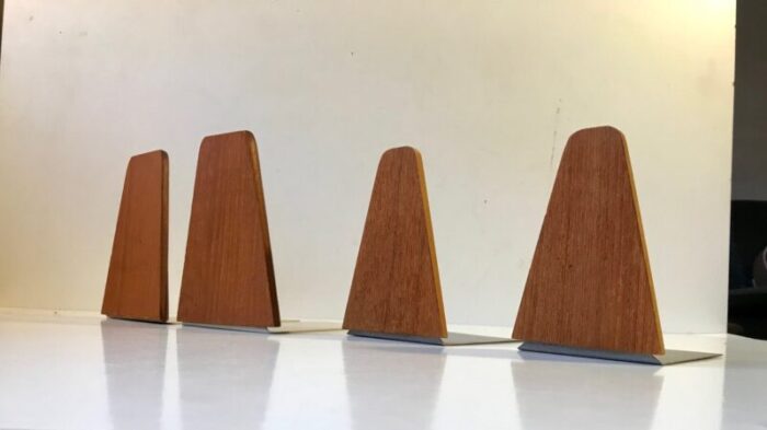 mid century teak bookends from fm mobler 1960s set of 4 2