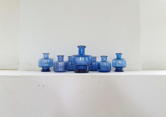 mid century vases by per lutken for holmegaard denmark set of 7 4